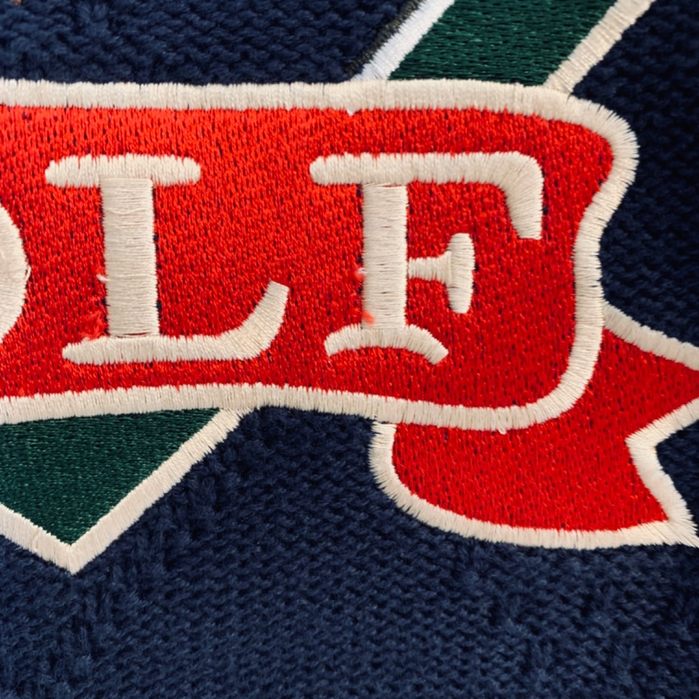 Bolle Golf Sweater Mens XL Blue Embroidered Crew Neck Cable Knit Pullover Cotton - Picture 8 of 16